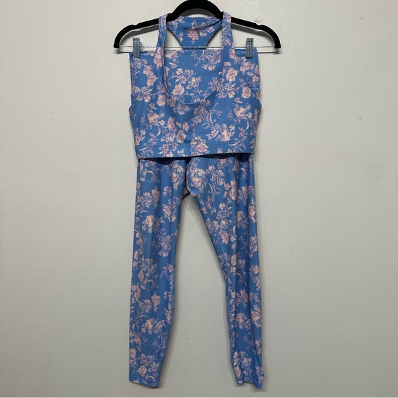 Spiritual Gangster Jacaranda Print Sports Bra Legging Athletic Set - Picture 3 of 9